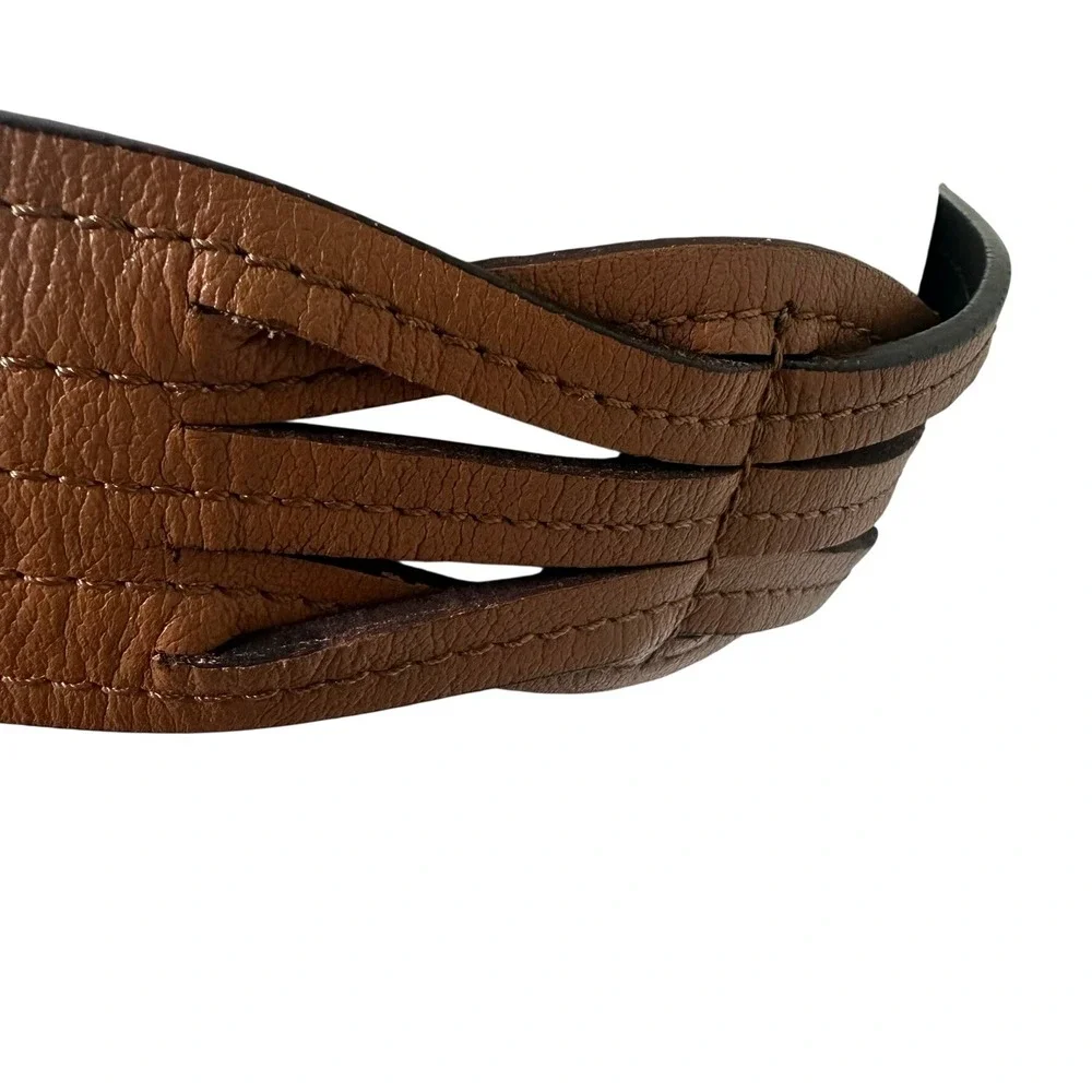 Chico's‎ Brown Leather Medallion Statement Belt Bronze Ornate Boho Wide NEW